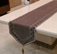 GROKI High Quality Embroidred Cotton Cloth  Table Runner( Size16X72 Inch) For Home /Office / Living  Room  -  Brown